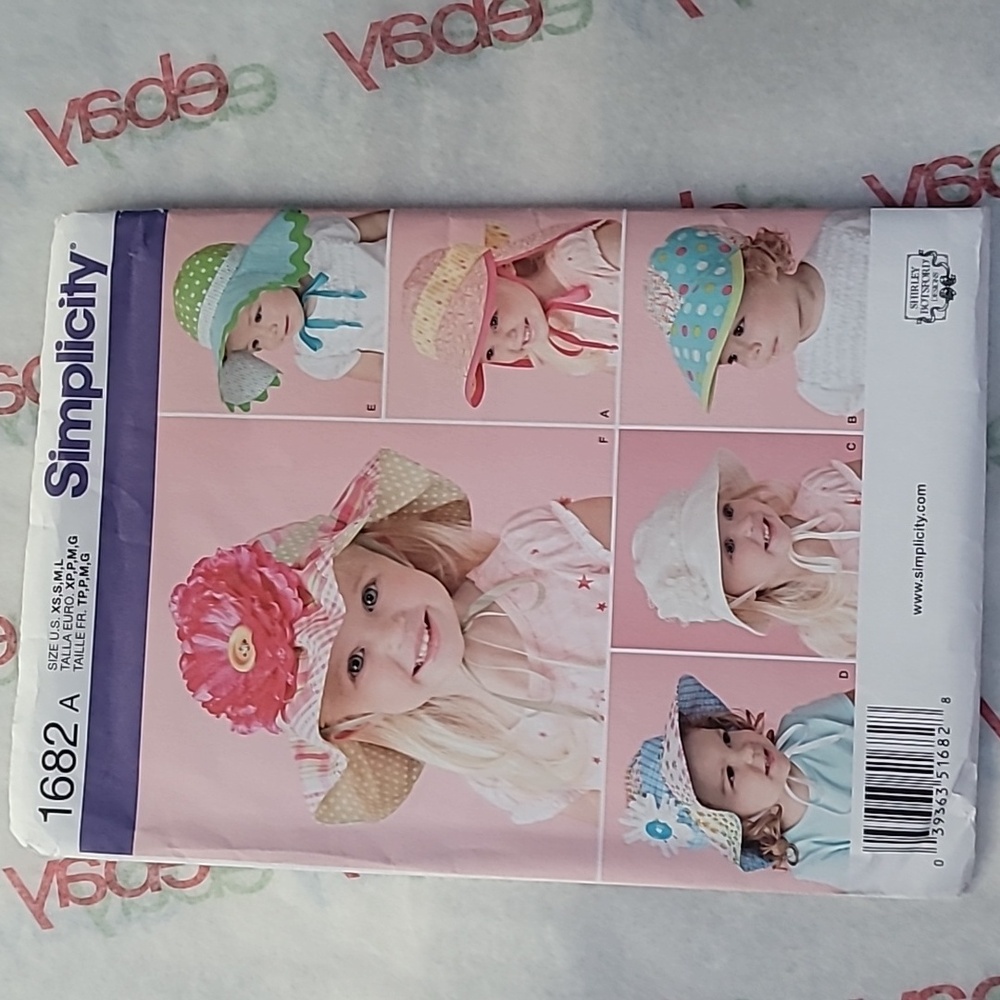 Simplicity Childs Hat Sewing Pattern 1682 Sz XS-L Uncut 2013
